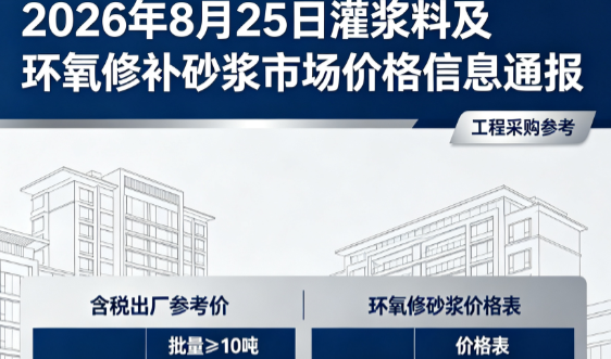 万源2026年8月25日灌浆料及环氧修补砂浆市场价格信息通报